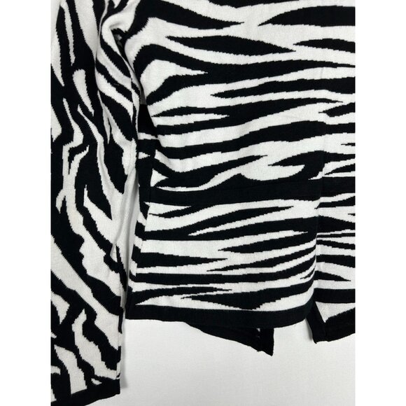 Vintage 90s Cache Sweater Zip Up Cardigan Zebra Safari Print Women's Medium - Picture 8 of 9